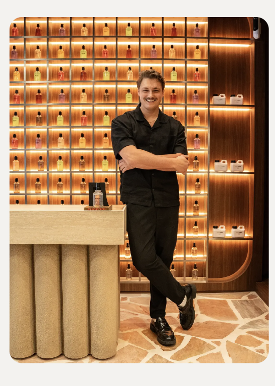 Fugazzi founder inside the Amsterdam flagship store